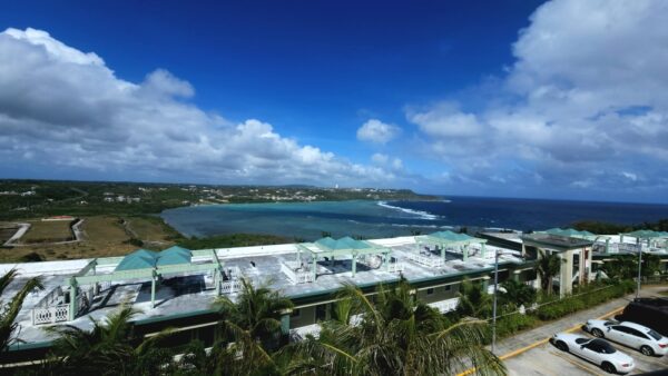 A view of the ocean from above.