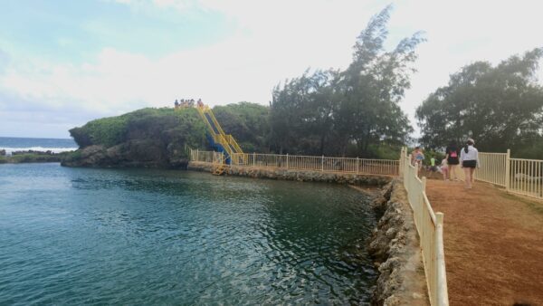 A view of the water from the pier.